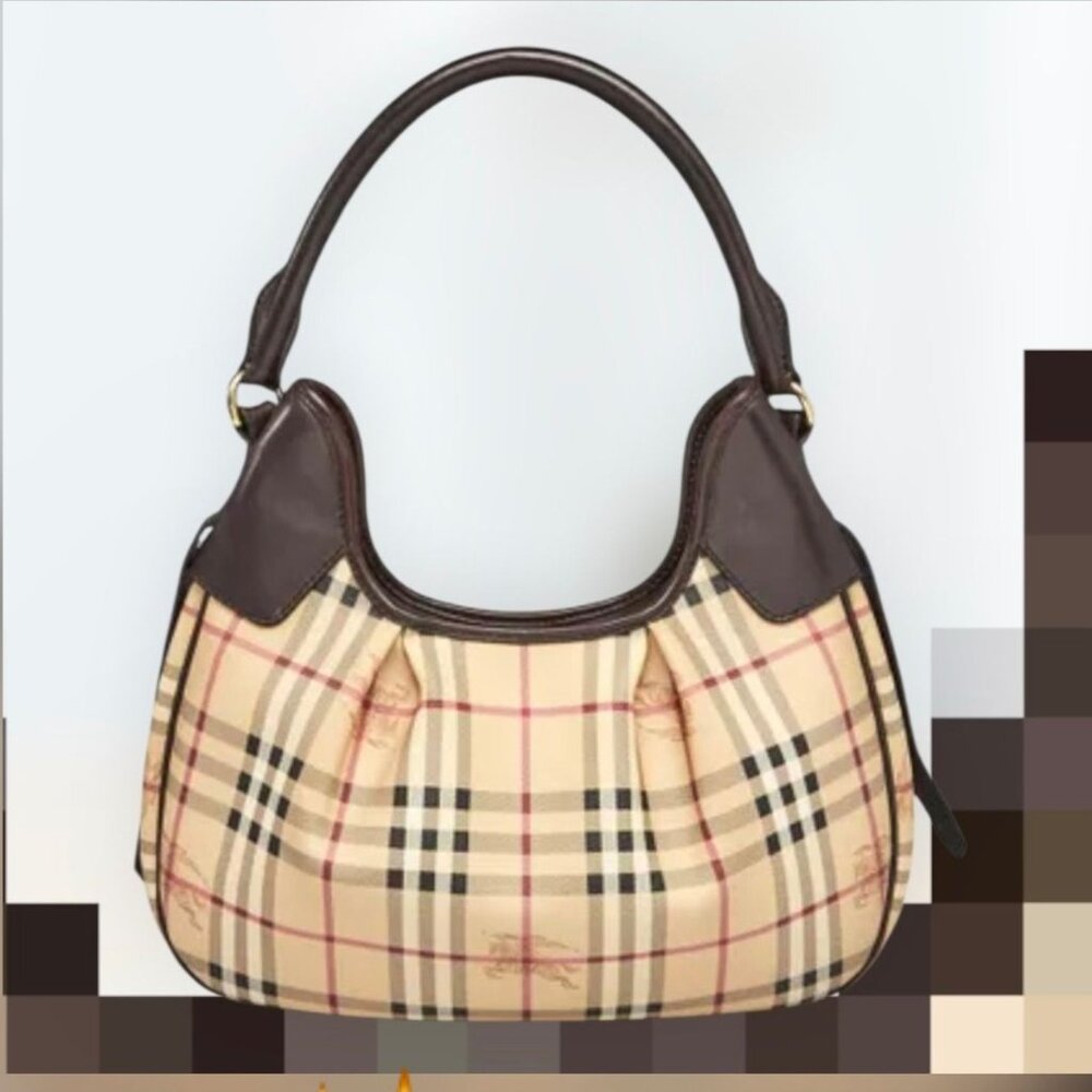 BURBERRY Classic Haymarket Check Brooklyn Hobo Shoulder Bag